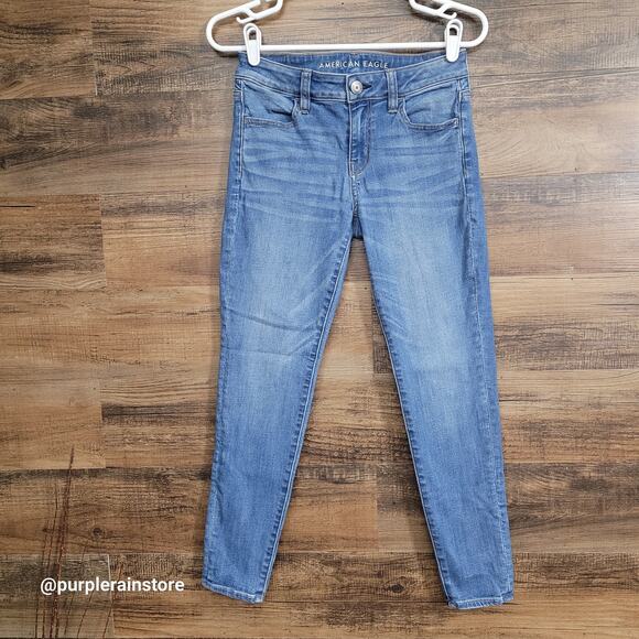 American Eagle Jeans 4S Jegging Low Rise Next Level Stretch Medium Light Wash - Picture 1 of 12